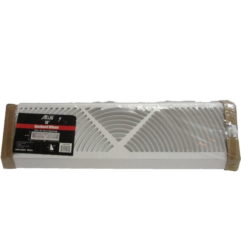 Altus 18" Baseboard Diffuser White Paintable Duct Air Heat Home 4.5" x 18"